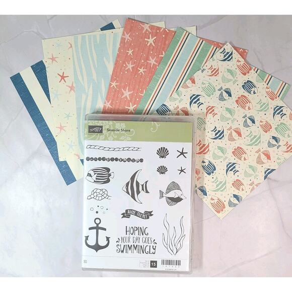Stampin Up SEASIDE SHORE Stamp Set & BY THE SHORE 6x6 DSP - 12pcs - Picture 1 of 10
